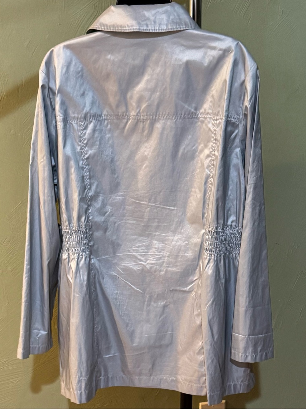 Chico's Collection Silver-Gray Lightweight Travel Rain Jacket Size 3 US 16 / XL - Picture 6 of 12